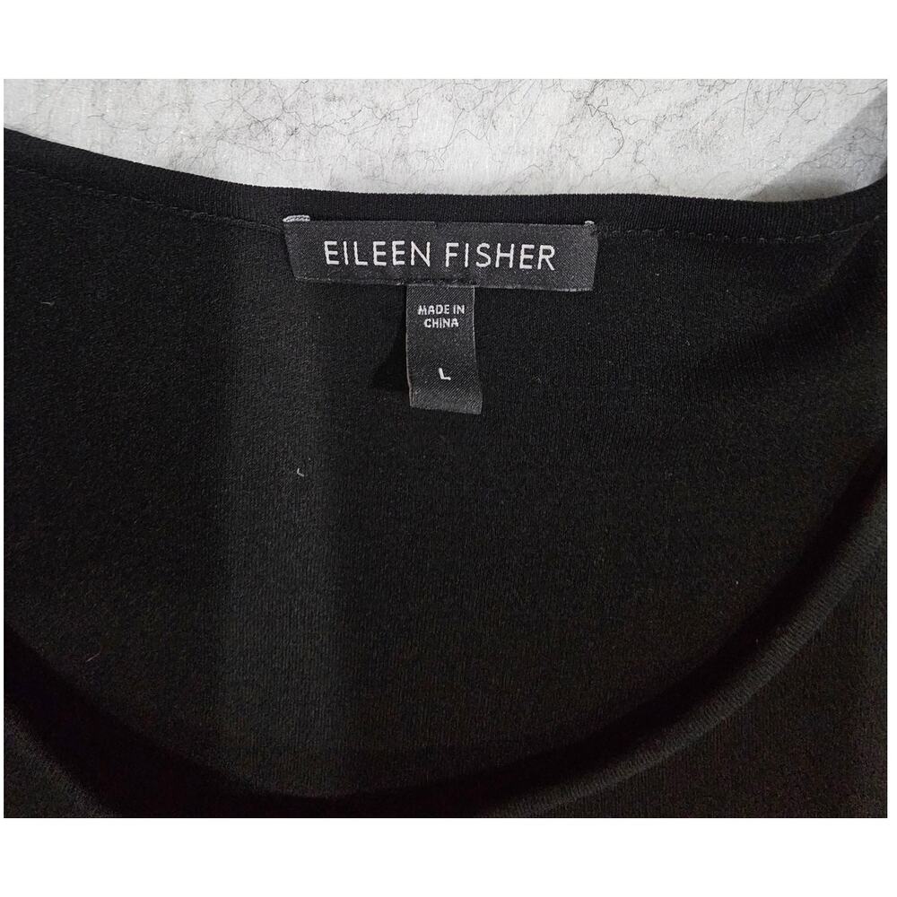 Eileen Fisher 100% Silk Top Blouse Long Sleeve, Black, Womens Sz L - Picture 5 of 8